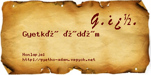 Gyetkó Ádám névjegykártya