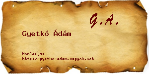 Gyetkó Ádám névjegykártya